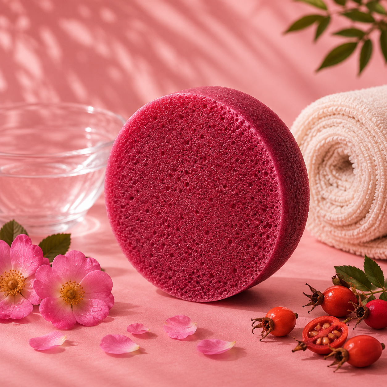 Rose Musquée (Nettoie et Nourrit) — Éponge Savon
