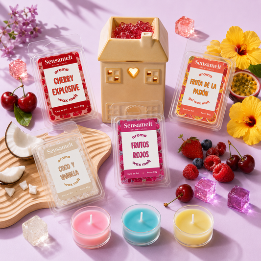 Pack Paradis (4 wax melts + brûleur + bougies chauffe-plat)